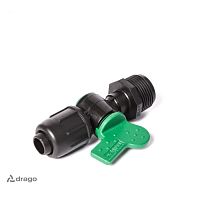 Кран для трубки QJ PCV M (GZ) 16-3/4" Irritec  Цвет: Черно-Зеленый PL